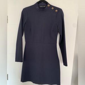 Zara navy blue military style dress
